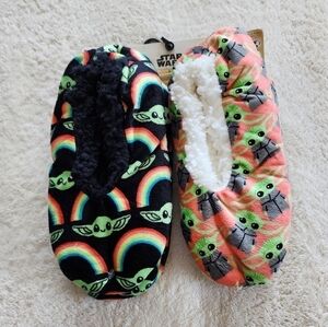 New Star Wars baby Yoda 2 Pack Women's Slipper Socks one size